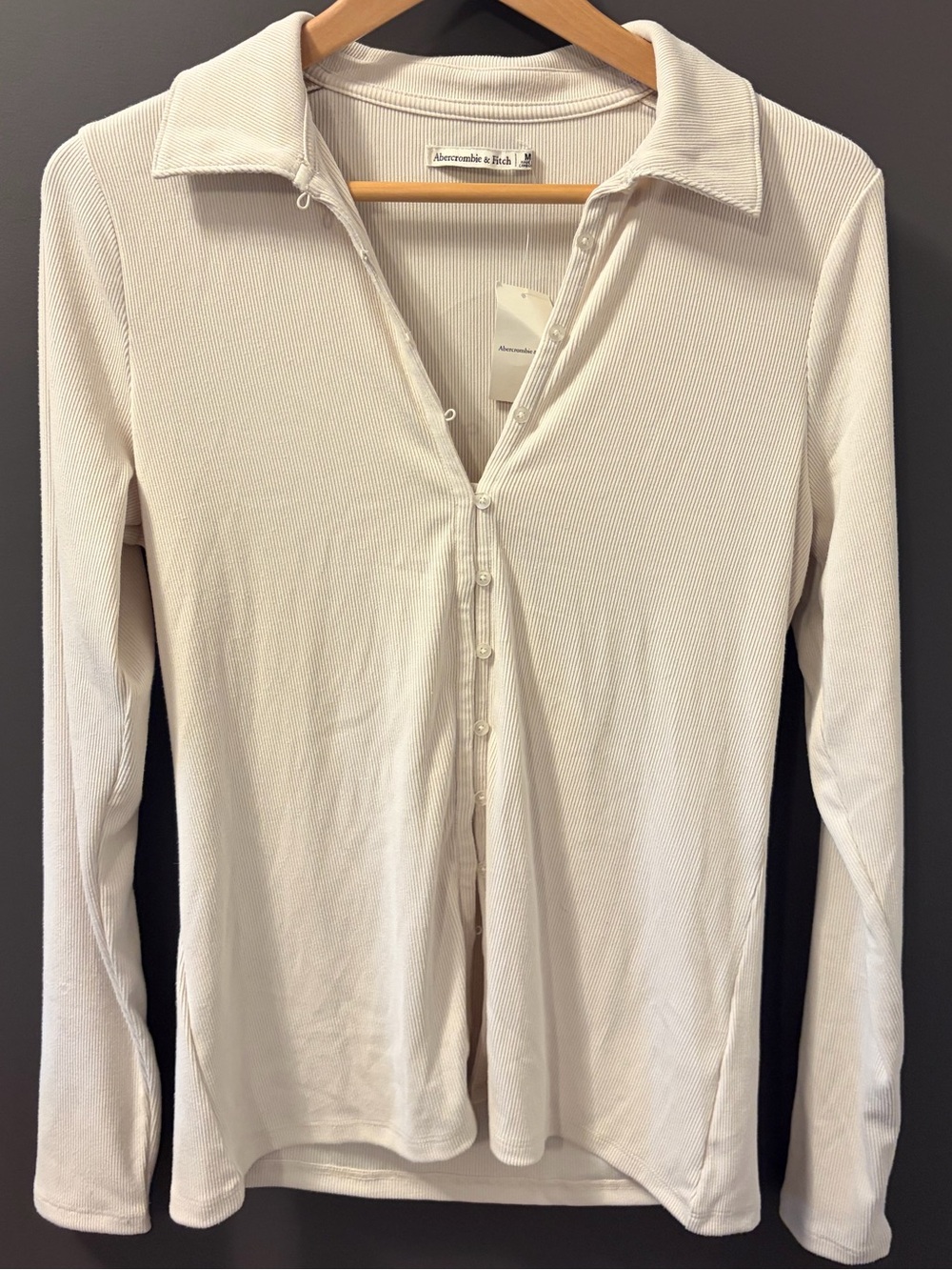 Abercrombie & Fitch Ivory Long Sleeve Button Shirt